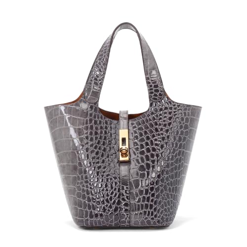 Image of Tote Bag for Women Vegan Leather Bucket Purse for Women Top Handle Handbag Shoulder Bag with Detachable Small Purse