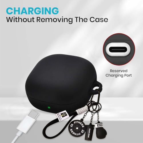 Image of Soft Silicone Case Cover for Samsung Galaxy Core with Gym Boxing Keychain (Black)