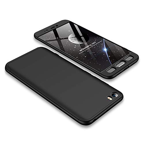 KeKeYM XiaoMi 5S Case XiaoMi 5S Case Hard Screen Protector 360 Front and Back Full Body Protective Cover Slim Elegant Bumper Rugged Case Cover - Black