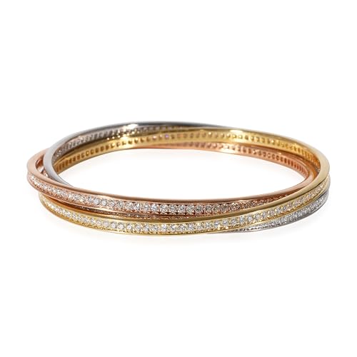 Cartier, Pre-Loved Trinity Bracelet, 3 Tone Gold, Diamond, 7.5 in