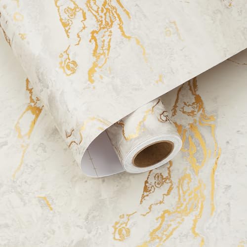HotDecor Vinilo Marmol para Mesa Papel Pintado Autoadhesivo Beige Dorado Papel Vinilo Adhesivo Muebles Encimera Cocina Papel Tapiz Autoadhesivo Marmol para Paredes Papel Adhesivo Cocina 40cm x 200cm