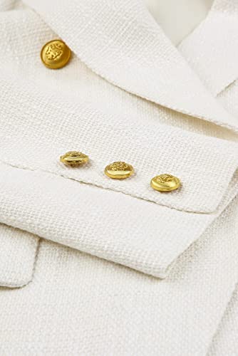 Paitluc Blazer Jackets For Women Tweed Double Breasted Elegant Lightweight Cardigan Outwear White Xl #TOP3