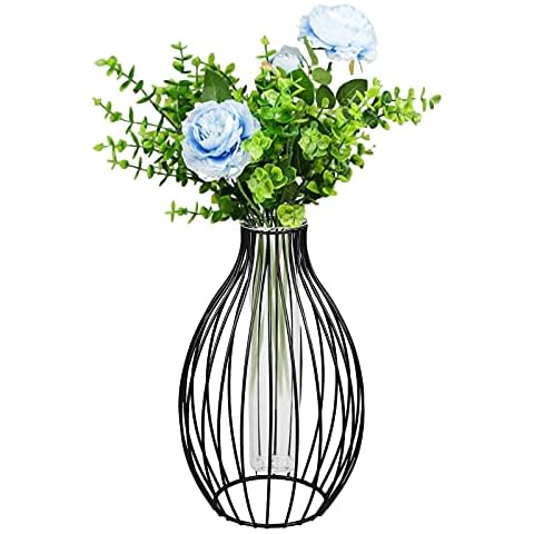 CMOISO Metal Frame Glass Test Tube Vase Cover