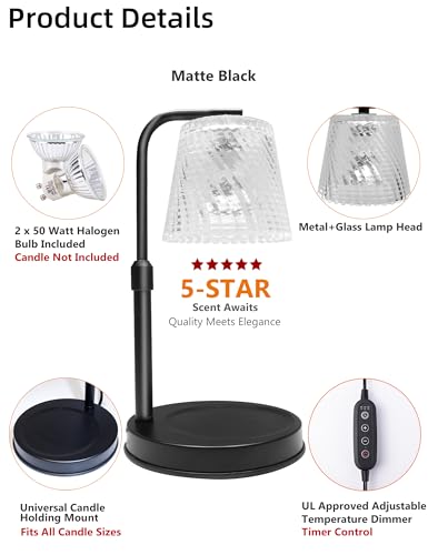 MAOYUE Dimmable Candle Warmer Lamp w/ Adjustable Height & Timer - image 7