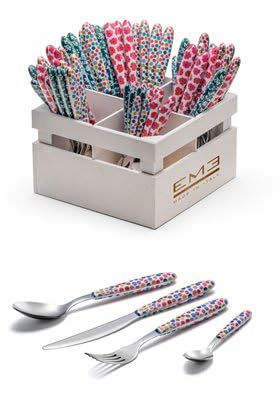 Eme YOU & ME VERO BLEND POP ART-CLASSIC SERVIZIO 24 PZ 6 POSTI TAVOLA COLORI ASSORTITI MADE IN ITALY FORCHETTA COLTELLO CUCCHIAIO CUCCHIAINO