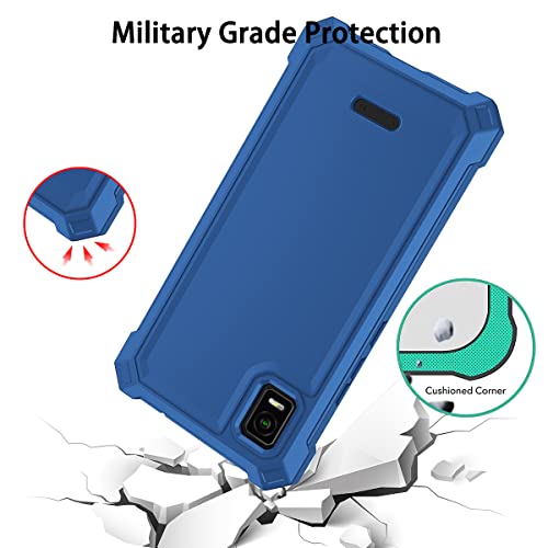 Haij For Cricket Vision Plus Case, With Tempered Glass Screen Protector 360 Full-Body Soft Tpu Bumper Shockproof Silicone Protective Phone Cover Case For Cricket Vision Plus/Cricket Emmett (Blue) #TOP3