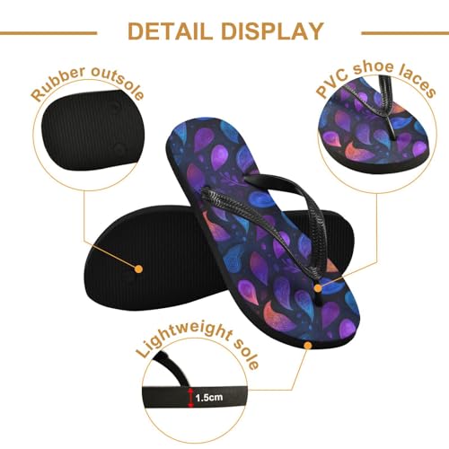 Flip Flop Sandals Blue Paisley Print for Women Men Beach Outdoor XS3