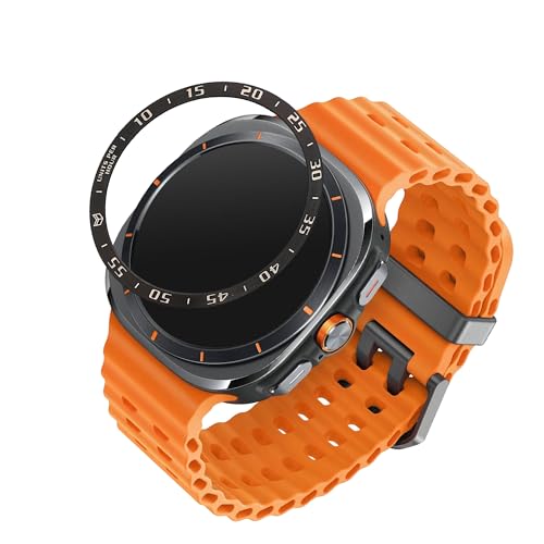 kwmobile Protective Bezel Ring Compatible with Samsung Galaxy Watch Ultra 47mm - Aluminum Ring for Smart Watches - Black/Silver