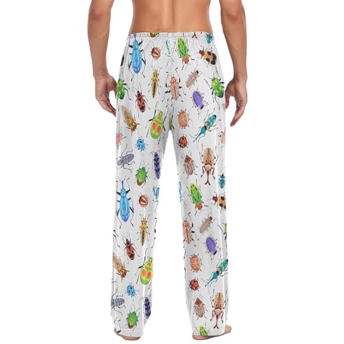 Men's Pajama Pants Soft Lightweight Lounge Sleep Insect Beetles Bugs Pj Bottoms with Pockets Drawstring2
