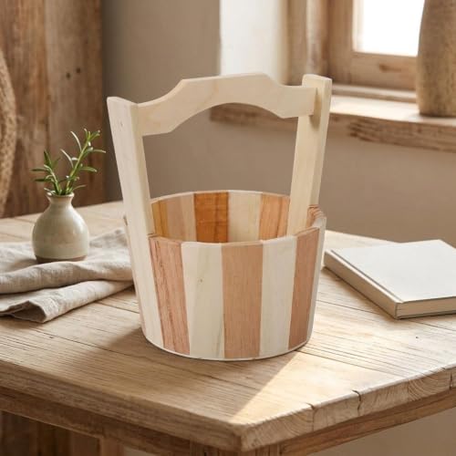 Cubo almacenamiento madera para baño compacta perfk rústico 6