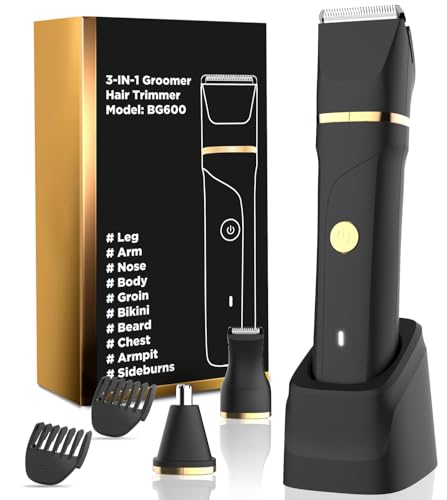 Rechargeable Tondeuse Corps Homme,3 en 1 Tondeuse Intime Homme,Sans Douleur Tondeuse Homme Partie...