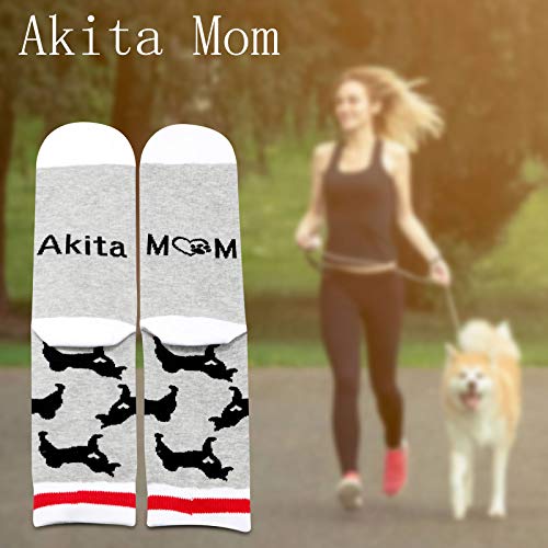 PXTIDY 2 PAIRS Akita Mom Socks Akita Print Dog Socks Pet Dog Owner Gifts Akita Lover Gifts for Women Wife Girlfriend4