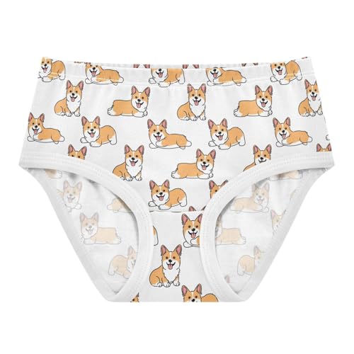 Wusikd Cute Corgi Dog Girls' Underwear Cotton Cartoon Girls Briefs Soft Toddler Underwear 5T