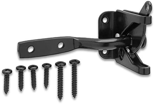 Self Locking Automatic Gravity Lever Fence Gate Latch, Steel, Black