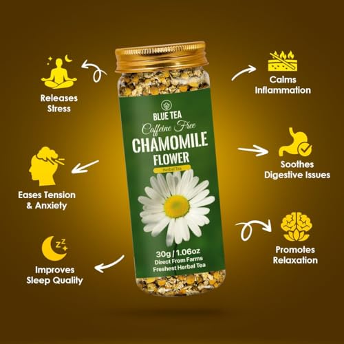 Image of BLUE TEA - Combo Pack - Chamomile Tea - 30 g - 50+ cups & Moringa Powder - 100 gm | For Stress Relief And Anxiety | Rich in Vitamins, Minerals & Amino Acids | Energy Booster | Zipper & Pet Jar