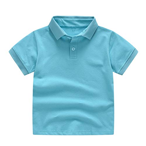Baby Unisex Shirt,Fineser Toddler Kids Baby Girls Boys Short Sleeve Button Up Collar Classic Solid T-Shirt Tee Tops 1-6Y (Sky Blue, 18-24 Months(100))