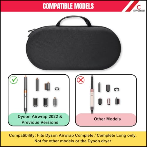 Image of CRYSENDO Dyson Airwrap Travel Pouch Complete Long HS08 HS05 HS01 | Hard Dyson Pouch for Airwrap Dyson | Lightweight & Portable Dyson Storage Bag (Black)