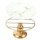 Homoyoyo Tortenplatte Mit Fuß Aus Marmor - Eleganter Kuchenständer Für Muffins Und Cupcakes - Stilvolle Etagere Aus Metall in Weiß Perfekt Für Festliche Anlässe Und Das Servieren
