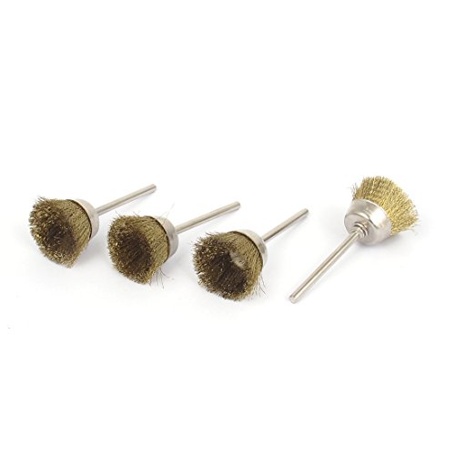 Aexit 25mm Dia Wire Wheels & Brushes Gold Tone Brass Wire Polishing Brushes Jewelry Cleaning Buffing Wheel Power Brus Tools 4pcs