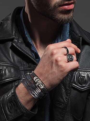 Hicarer 6 Pieces Punk Studded Bracelet Rivets Bracelet Leather Rivets Bracelet Cuff For Men Women (Retro Style) #TOP6