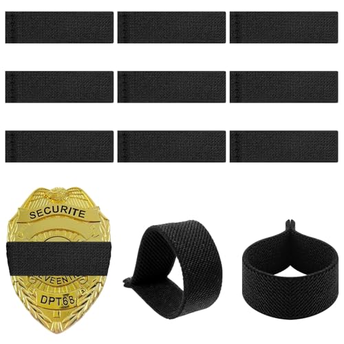 Police Mourning Bands for Badges - 10 PCS Black Badge Band Stripe Honor Guard Elastic Straps Funeral Memorial Band Elastic Honor Guard Straps Funeral Mourning Bands for Police Officer Badges