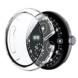 Heioloo Schutzhülle für Google Pixel Watch 4 45mm Hülle mit Gehärtetem Glas, 360° R&um Bildschirmschutz Anti Kratzen Hülle Cover für Google Pixel Watch 4 45mm