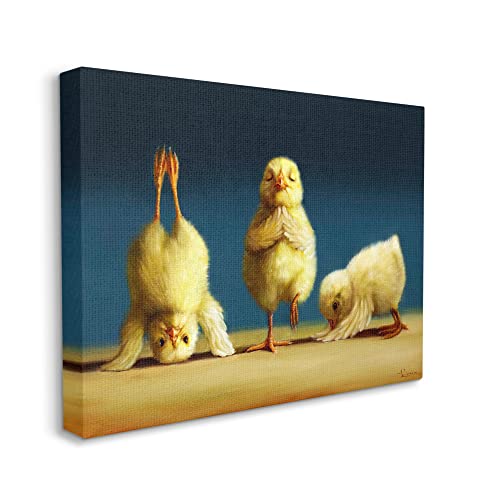 Image of Stupell Industries 'Yoga Chicks Funny Stretching Poses Farm'| Canvas Art | Stupell Industries | 30 x 24 Inches, Easy to Hang and Sturdy, Made in USA, by Lucia Heffernan
