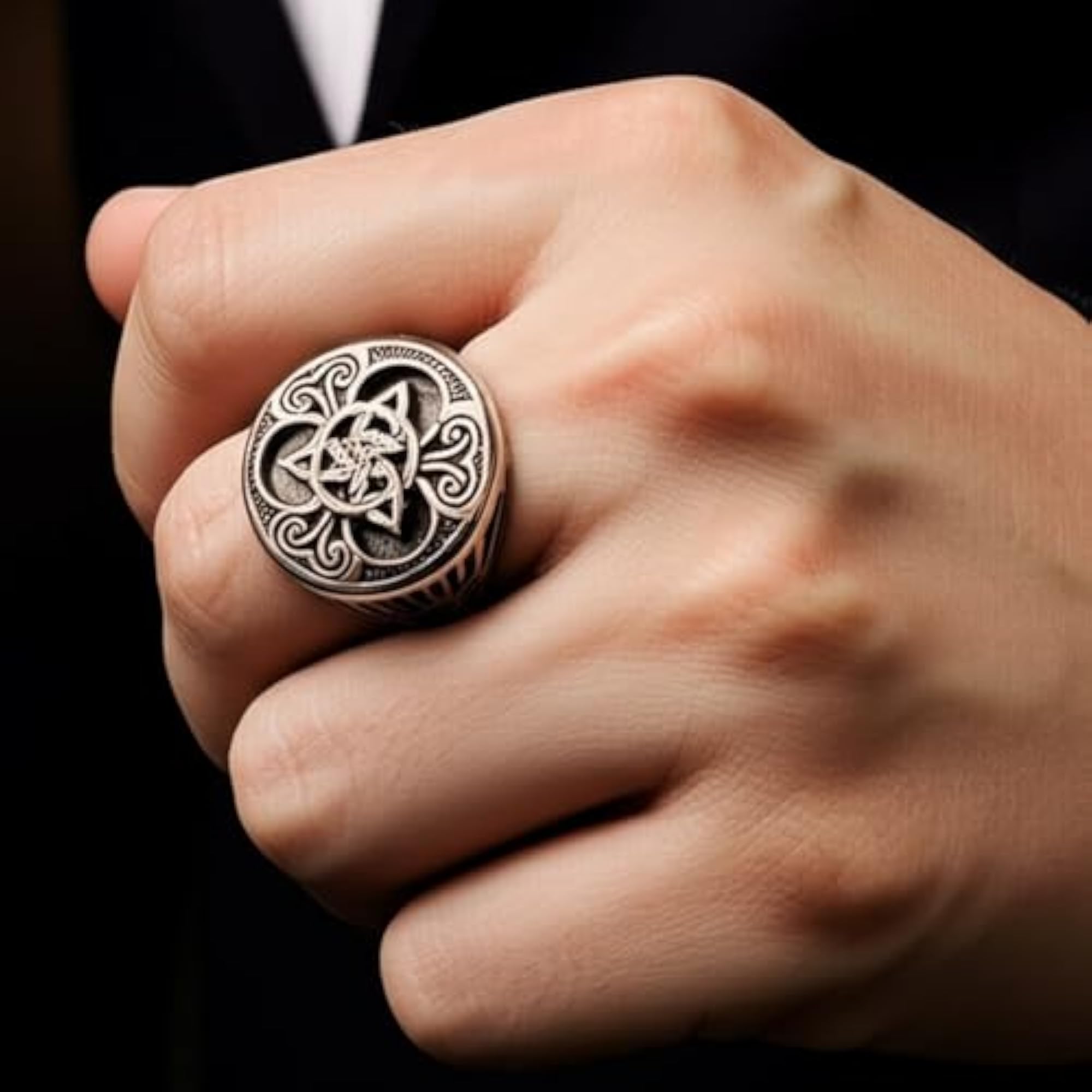 Royal Series Trinity Sun Ring, Stainless Steel Statement