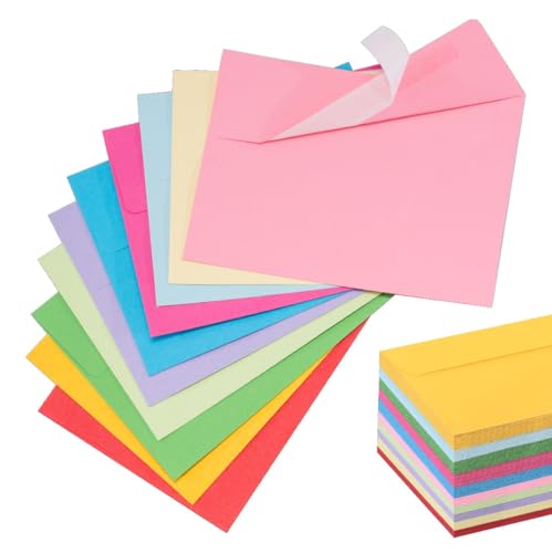 50 Pack A4 Envelopes, Colored, 4x6 Invitation Envelopes, Self Seal Envelopes Printable, for Weddings, Greeting Cards, Photos, Postcards, Mailing, Party