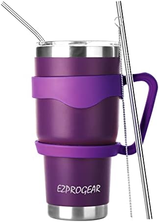 Ezprogear 1180ml (40 oz) Stainless Steel Coffee Tumbler Double Wall Vacuum Insulated Beer Mug Water Cup with Handle (40 oz, Stainless Steel)