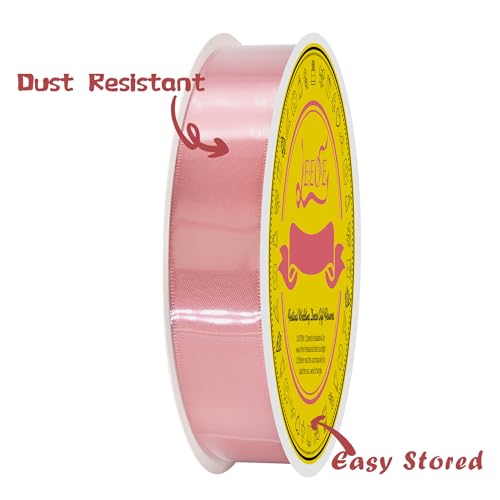 Image of Dusty Pink Double Face Satin Ribbon 1 inch X 50 Yards Spool Bright Colors Very Suitable for Weddings Gift Package Wrapping Dancer Wand Sewing Party Hair Bow Invitation Decorations and More