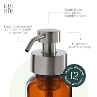Kuishi Braunglas-Schaumiger Flüssigseifenspender mit Silberpumpe, 250 ml recycelte Seifenflasche, UV-schützender Braunglasbehälter, BPA-freie Silberpumpe – Ansicht 3