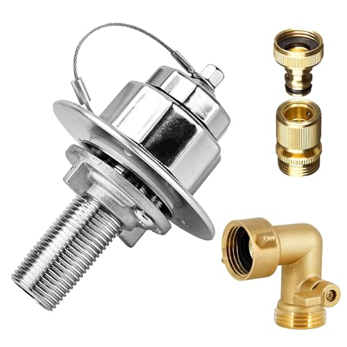 Image of Stainless Steel RV Water Inlet with Quick Connector & 90-Degree Elbow, Leak-Free, Durable for RV, Camper, Boat, Motorhome, Easy Installation, Upgrade Replacement for Water Hookup