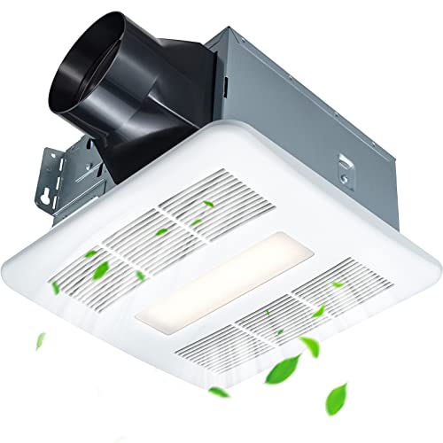 NookNova Quiet Bathroom Exhaust Fan with Light, 50, 80, or 100 CFM, 0.5/0.8/1.0 Sones Household Ventilation Fan, Energy Star Certified Energy-Saving Bathroom Ceiling Vent Fan with 11W LED Light Combo