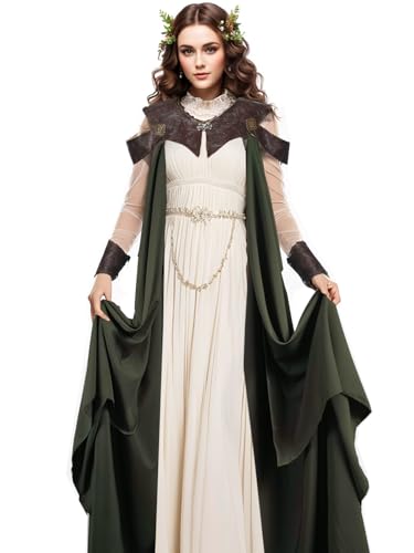 UniqKaliber Mystic Elven Cape Medieval Vintage Cape Coat Tulle Wedding Cape Forest Elf Queen Style Elven Costume Accessory