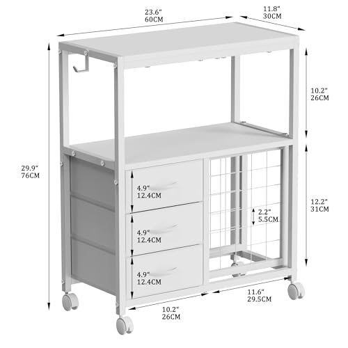 Image of 30 Vinyl Roll Holders for Cricut Cart, Rolling Craft Cart with 3 Fabric Drawer, Craft Organization and Storage Compatible with Cricut Maker Machine, Crafting Table Workstation, White, Patent Pending