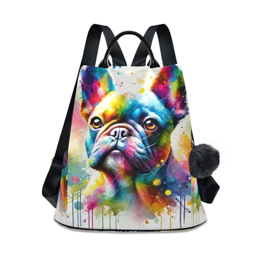 Sac à dos femme bouledogue blanc avec fermeture antivol dorsale