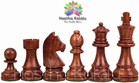 Miniatura 5 de Hastha Kalalu Staunton StyleTournament Series SheeshamIndian Palisandro piezas de ajedrez, pesado, caballero alemán, altura King 3.0in con dos