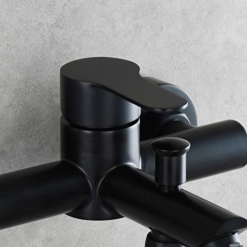 Tecmolog Wall Mount Bathtub Faucet Stainless Steel Single Handle Tub Filler 2 Hole Tub Faucet Black, Sna516B #TOP4