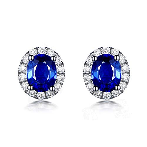 Boucles d'oreilles hypoallergéniques en or blanc 18 carats avec diamant ovale