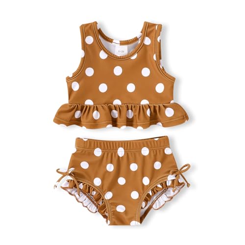 Toddler Girls Swimsuit Outfit Ruffle Floral Sleeveless Bikini Two Piece Bathing Suit for Baby Girl
