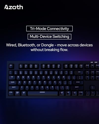 Image of AZOTH Titan Black 108 Keys Gaming Membrane Keyboard, RGB Backlit, Trimode 2.4G Wireless Bluetooth & Wired, Type C Detachable, 2000mAh Battery, Double Injection Keycaps, for PC Mac Laptop Desktop