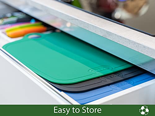 Imeko Tpu Cutting Board Bpa Free, Knife Friendly, Flexible, Dishwasher Friendly, Space Saving, Ergonomic Design Chopping Mat - Denim Blue - Size: Large 15.7" X 11.5" - W: Oz.15.90 #TOP6