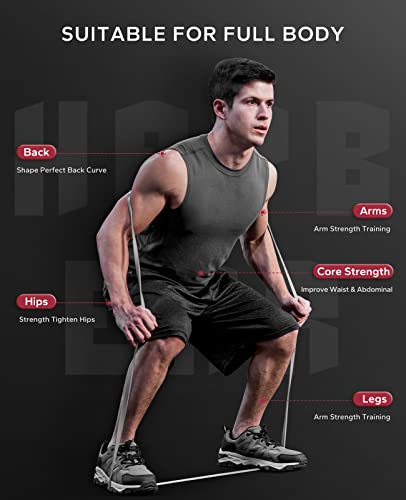 Pull Up Assistance Bands, Hapbear Resistance Band Set Of 5, Long Power Workout Rubber Bands With Door Anchor, Strength Heavy Duty Exercise Bands For Powerlifting Stretching Fitness Training #TOP5