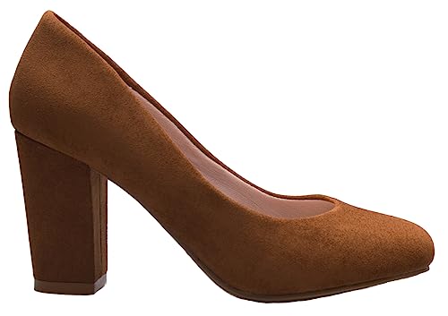 Image of Olivia K Women's Classic Round-Toe Platform Pumps High Block Heel - Adorable, Comfortable