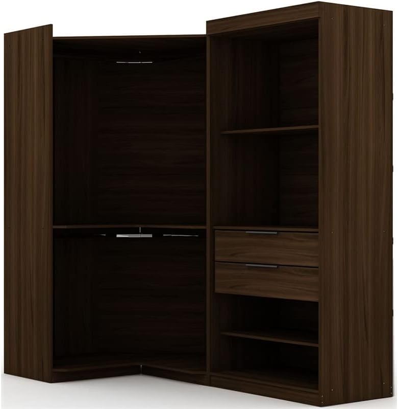 Eden Home Juego de 2 armarios seccionales abiertos de madera contemporánea, color marrón