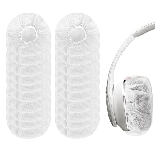 PESLNG 100 Piezas Funda Desechable para Auriculares, Blanca, Elástica y Extensible, Protección Higiénica para Auriculares (8-13CM), Ideal para Casa, Deporte y Oficina