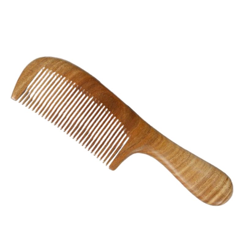 Green Sandalwood Hair Comb Wooden Massage Comb for Head and Scalp Hairdressing Comb for Men and Women with Smooth Wide Teeth-image-46