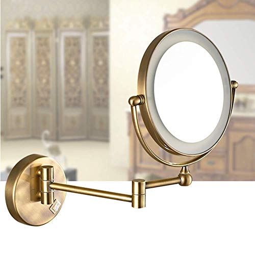 Miroir de maquillage mural télescopique JCAKES en bronze vintage de qualité - 3