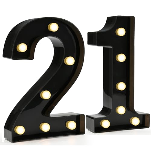 Pooqla Black Light Up Numbers, 21st Birthday Decorations for Him